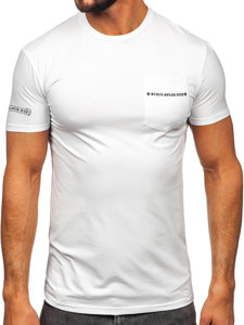 Tee-shirt imprimé avec petite poche pour homme blanc Bolf MT3044