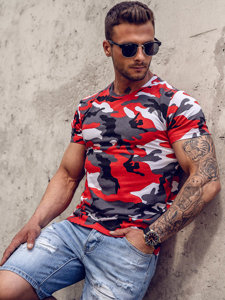 Tee-shirt imprimé camo pour homme rouge Bolf 8T233A