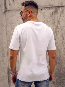 Tee-shirt imprimé en coton pour homme blanc Bolf 14790A