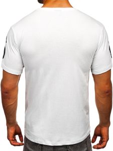 Tee-shirt imprimé pour homme blanc Bolf 1180