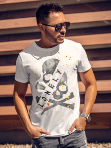 Tee-shirt imprimé pour homme blanc Bolf Y70008A