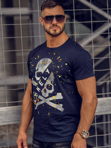 Tee-shirt imprimé pour homme bleu foncé Bolf Y70008A