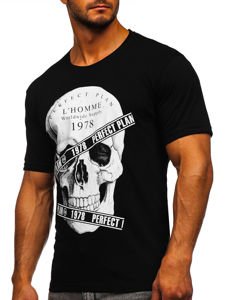 Tee-shirt imprimé pour homme noir Bolf 142176