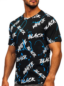 Tee-shirt imprimé pour homme noir-bleu Bolf 14939