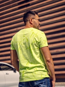 Tee-shirt imprimé pour homme vert-néon Bolf Y70030A