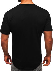 Tee-shirt long pour homme sans imprimé noir Bolf 14290