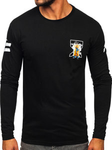 Tee-shirt manche longue imprimé pour homme noir Bolf 146746