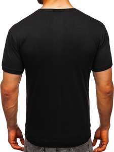 Tee-shirt noir avec imprimé pour homme Bolf 008