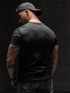 Tee-shirt noir avec imprimé pour homme Bolf Y70006