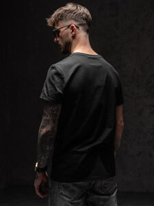 Tee-shirt noir avec imprimé pour homme Bolf Y70012