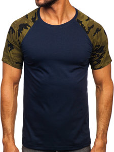 Tee-shirt pour homme bleu foncé-camo Bolf 8T82