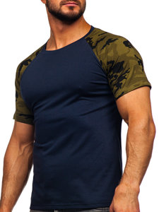 Tee-shirt pour homme bleu foncé-camo Bolf 8T82