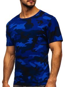 Tee-shirt pour homme bleu foncé camo Bolf S807