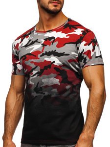 Tee-shirt pour homme gris-bordeaux avec imprimé camo Bolf S808  