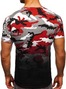 Tee-shirt pour homme gris-bordeaux avec imprimé camo Bolf S808  