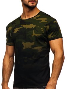 Tee-shirt pour homme kaki avec imprimé camo Bolf S808  