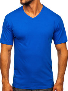 Tee-shirt pour homme sans imprimé à col en V bleu Bolf 192131