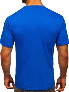 Tee-shirt pour homme sans imprimé à col en V bleu Bolf 192131