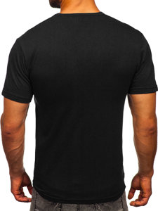 Tee-shirt pour homme sans imprimé à col en V noir Bolf 192131