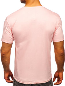 Tee-shirt rose clair sans imprimé pour homme Bolf 192397