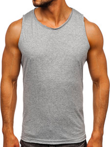 Tee-shirt tank top pour homme sans imprimé gris Bolf 1205