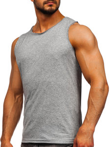 Tee-shirt tank top pour homme sans imprimé gris Bolf 1205