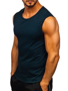 Tee-shirt tank top sans imprimé bleu foncé Bolf 99001  