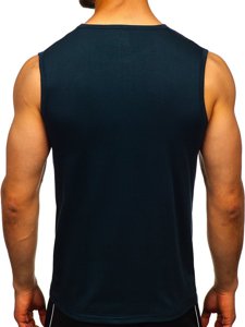 Tee-shirt tank top sans imprimé bleu foncé Bolf 99001  