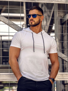 Tee-shirt uni à capuche pour homme blanc Bolf 8T957A