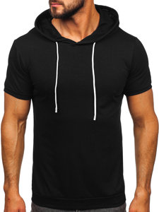 Tee-shirt uni à capuche pour homme noir Bolf 8T955