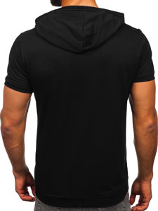 Tee-shirt uni à capuche pour homme noir Bolf 8T955