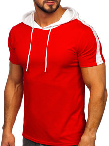 Tee-shirt uni à capuche pour homme rouge Bolf 8T299