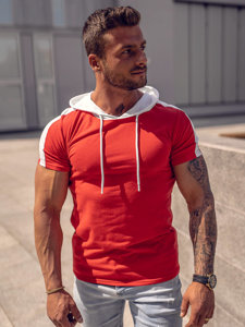 Tee-shirt uni à capuche pour homme rouge Bolf 8T299A