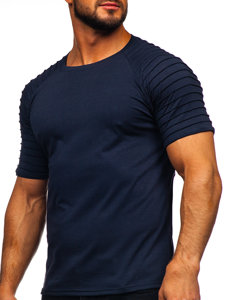 Tee-shirt uni pour homme bleu foncé Bolf 8T88