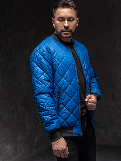 Homme Blouson de transition bomber matelassé Bleu Bolf MY-01A1