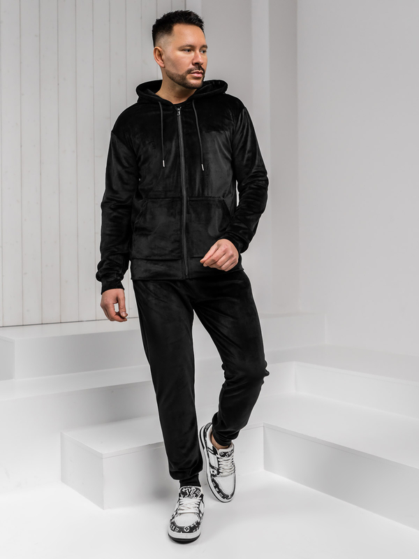 Homme Survêtement en velours à capuche Noir Bolf 8C1538A1