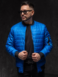 Homme Blouson de transition bomber matelassé Bleu Bolf MY-02A1