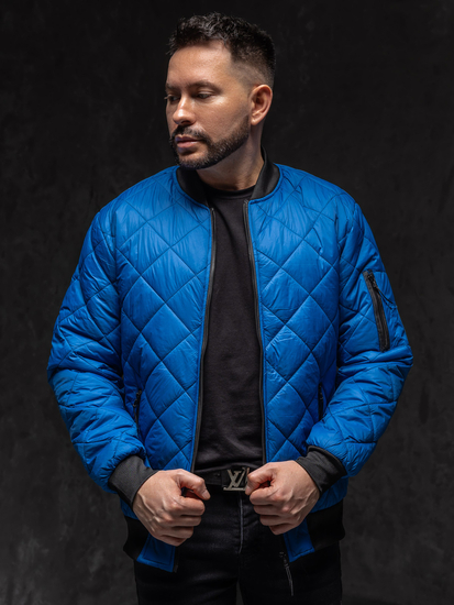 Homme Blouson de transition bomber matelassé Bleu Bolf MY-01A1