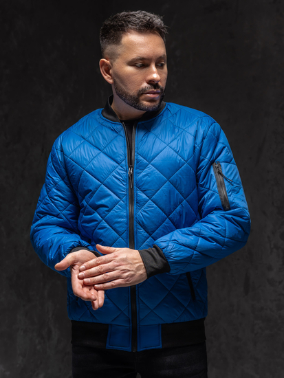 Homme Blouson de transition bomber matelassé Bleu Bolf MY-01A1